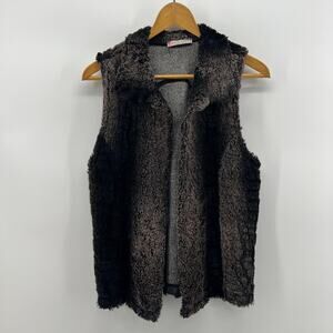 USA American Vintage Chris & Carol Brown Hairy Furry Boho Vest Women's Small